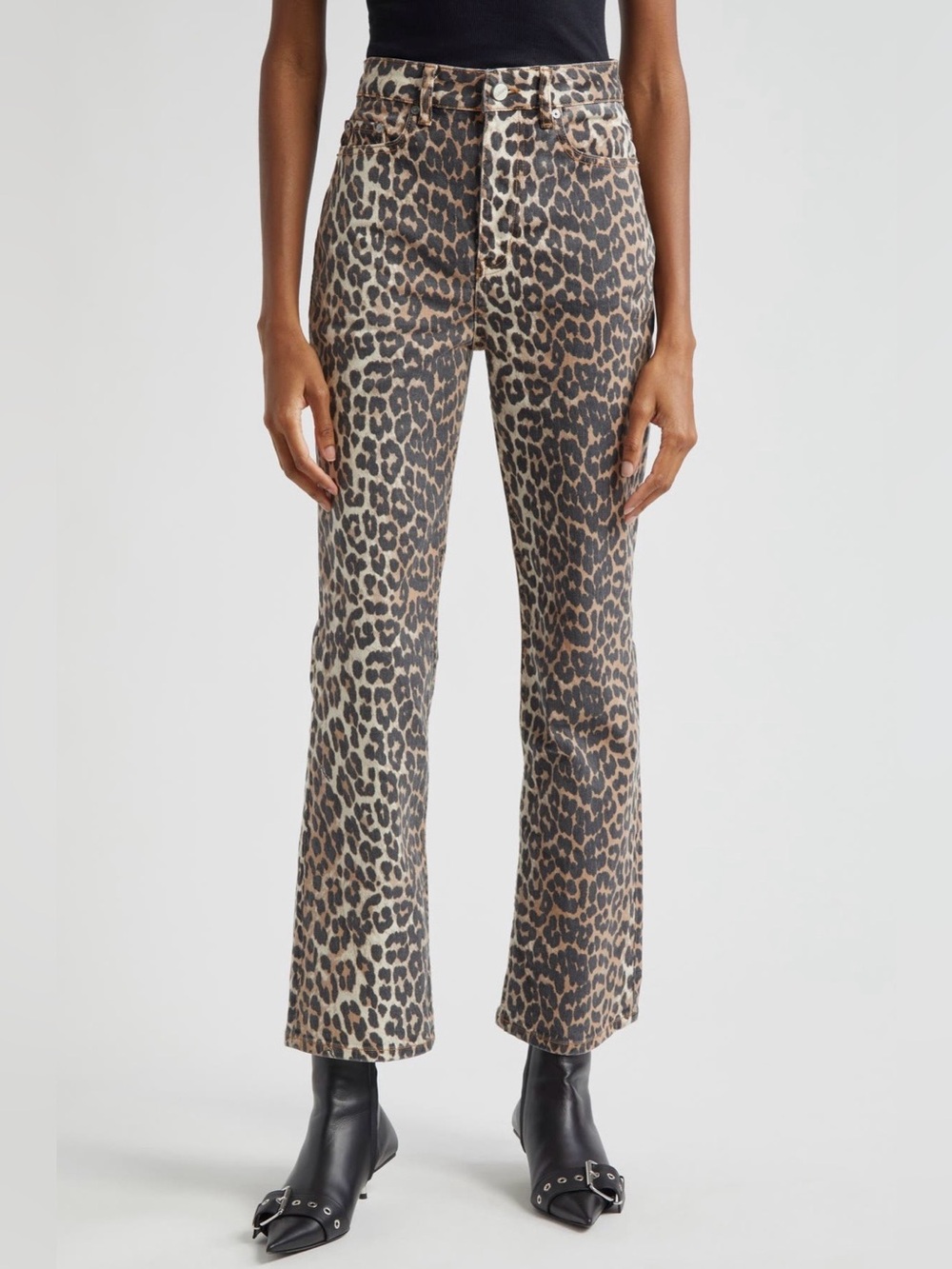Ganni Betzy leopard print jeans